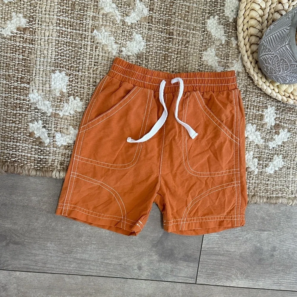 Y2K Le Top Baby Toddler Boy Swim Trunks Rustic Burnt Orange Size 12 Months